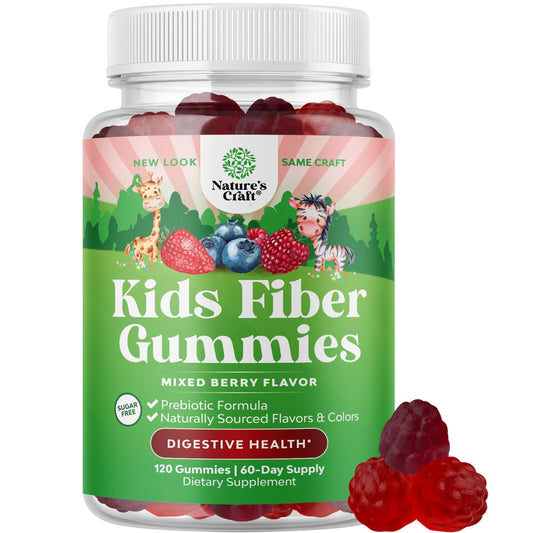 High Prebiotic Fiber Gummies for Kids - Dietary Fiber Supplements for Digestion & Constipation - Chicory Root Kids Immune Gummies - Non-GMO & Vegan Digestive Nutritional Supplements - 120 Count