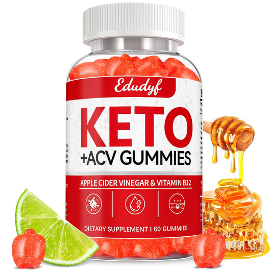 EDUDYF ACV Keto Gummies - 1500mg with Vitamins B6 & B12, Cleanse & Detox, Organic Ingredients, Vegan-Friendly, Non-GMO, 57 Gummies