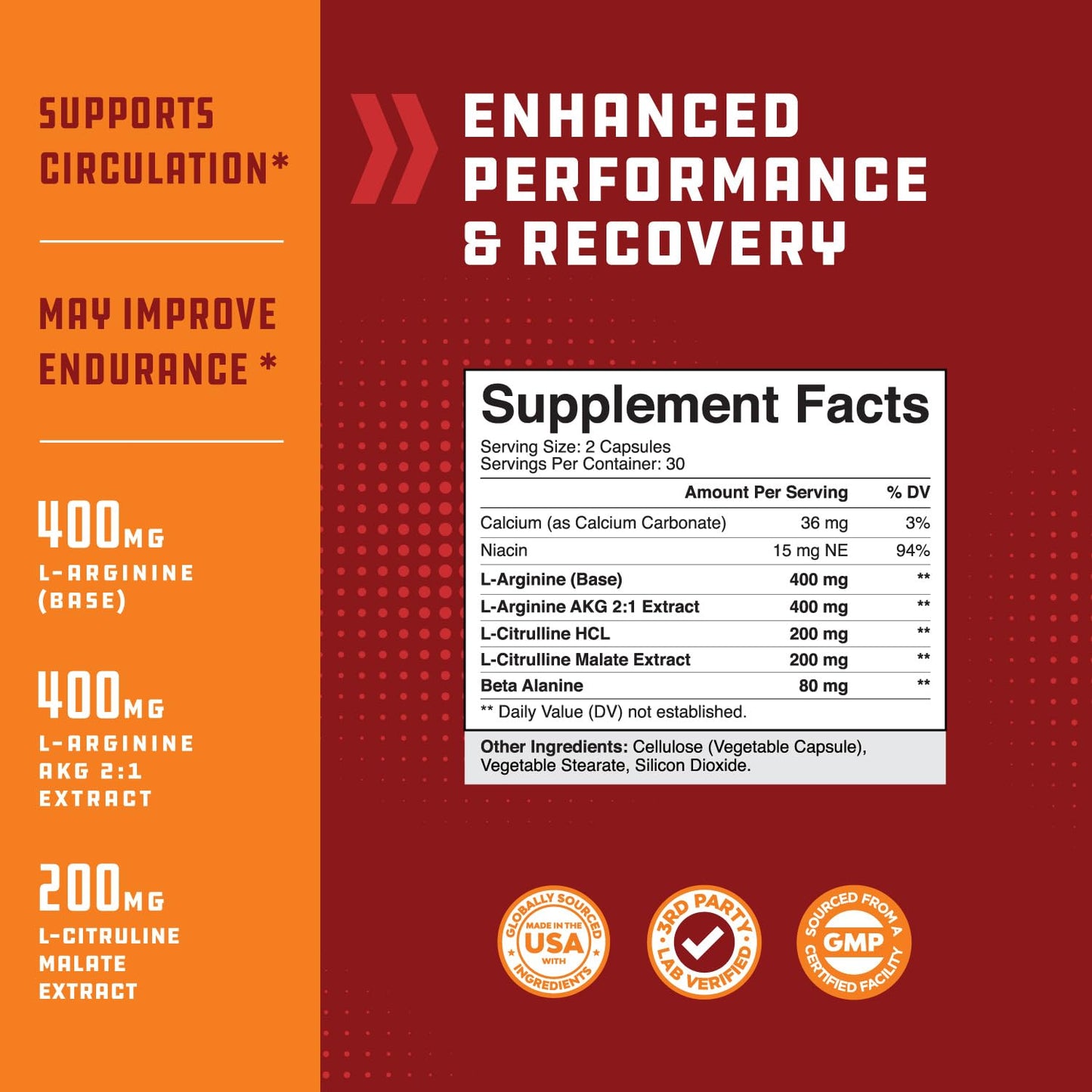 Natures Craft Energizing Nitric Oxide Supplement for Men - Nitric Oxide Pills for Men with L-Arginine L-Citrulline Amino Acids for Intense Muscle Growth, Intense Energy, and Smooth Recovery