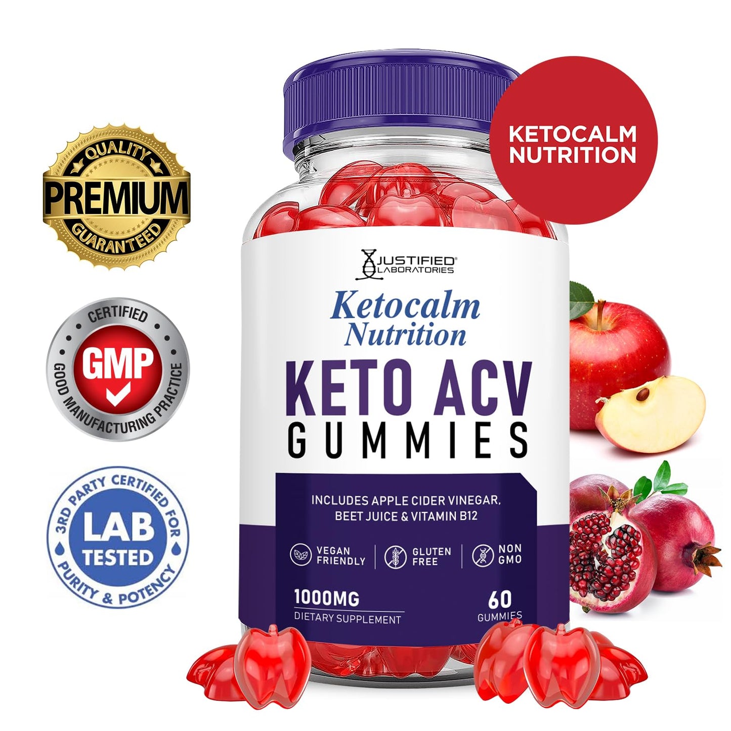 Ketocalm Nutrition Keto ACV Gummies Advanced Formula 1000MG Keto Calm Nutrition Keto Gummies Apple Cider Vinegar Formulated with Pomegranate Beet Juice Powder B12 Vegan Non GMO 60 Gummys