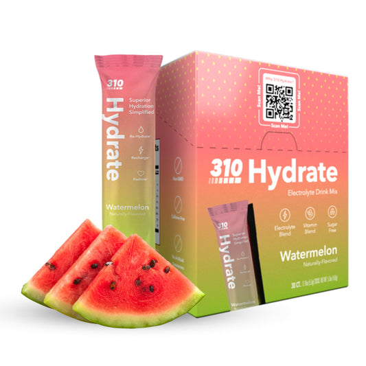 310 Hydrate Watermelon Electrolytes Powder Packets - No Sugar Hydration Packets with Key Vitamins & Minerals - Keto Friendly - Tasty Sugar Free Electrolyte Drink - 30 Single Servings