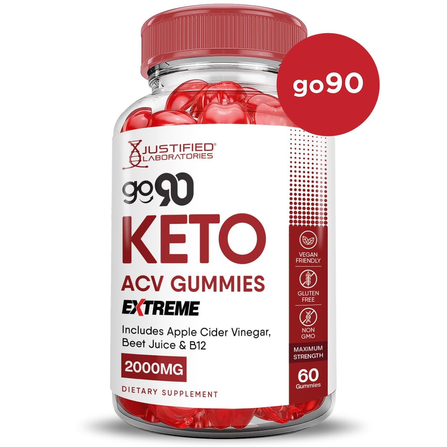 (3 Pack) Go 90 Keto ACV Gummies Extreme 2000MG Go90 Keto Gummies Apple Cider Vinegar Formulated with Pomegranate Beet Juice Powder B12 Vegan Non GMO 180 Gummys