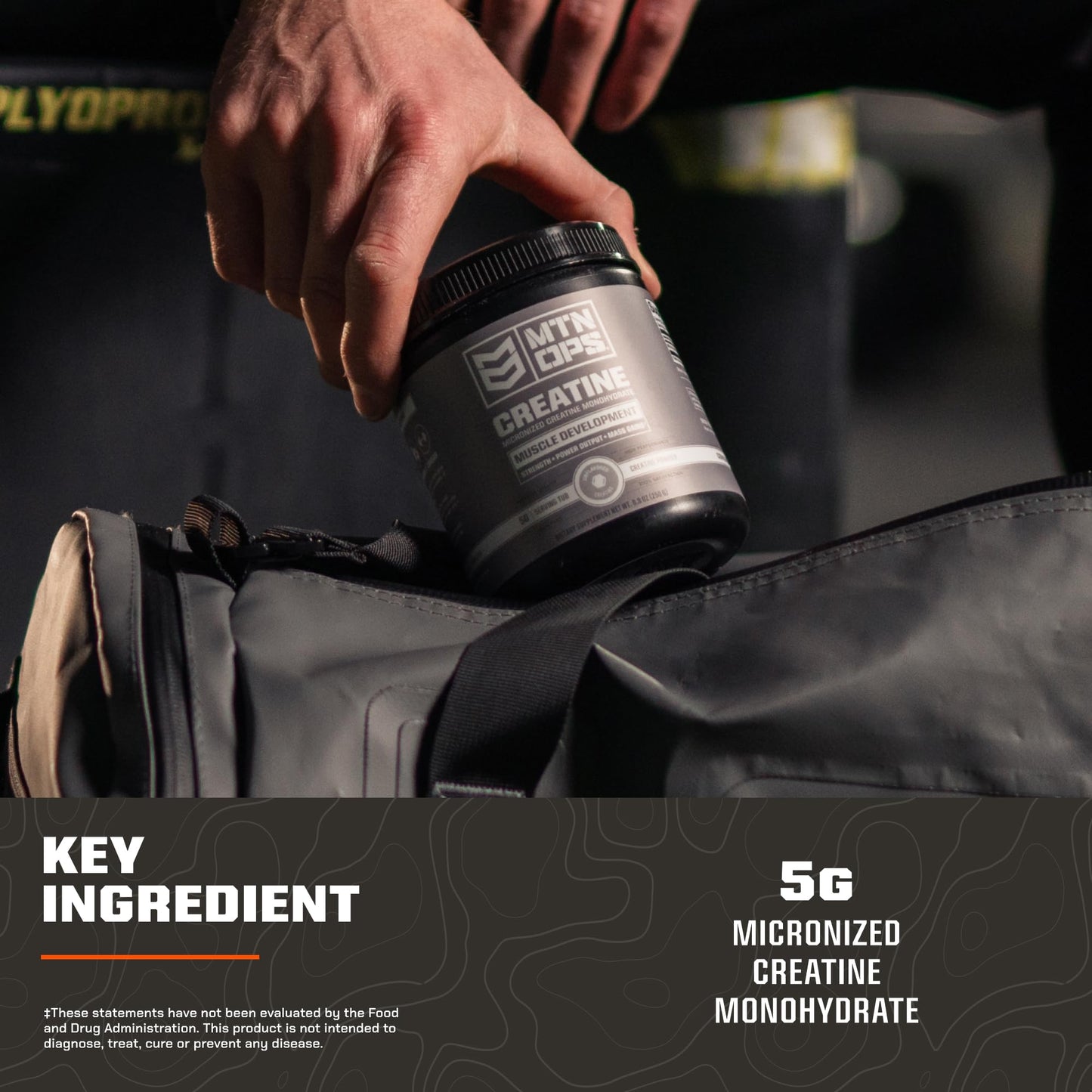 MTN OPS Creatine Monohydrate Powder, Unflavored 50 Serving Tub - 100% Pure Micronized for Muscle Mass, Strength & Power