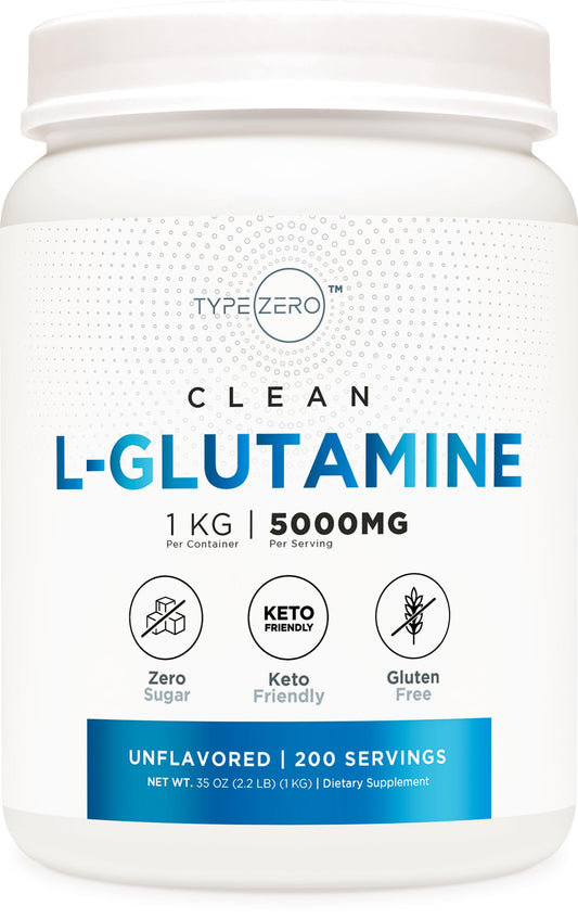 Type Zero L Glutamine Powder KG, 5000mg Serving Size - 6-Month Supply, L-Glutamine Supplement for Gut Health, Gastrointestinal Lining Support & Recovery for Women/Men - Vegan, Gluten Free, No Fillers
