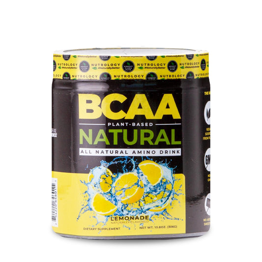 Nutrology BCAA Natural - Plant Based BCAA Powder, Lemonade Flavor, Optimized 2:1:1 Ratio Amino Acids Powder for Pre Workout & Post Workout Recovery, Vegan, Gluten-Free, Non-GMO, 30 Servings