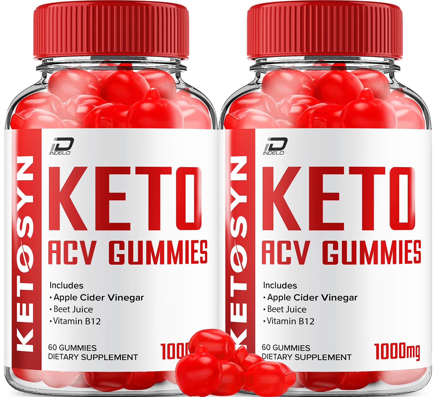 Indelo Ketosyn ACV Gummies Advanced Formula - Ketosyn Gummies Fast Acting Extra Strength Formula, Ketosyn + ACV Gummies Reviews, B12 (2 Pack - 120 Gummies)
