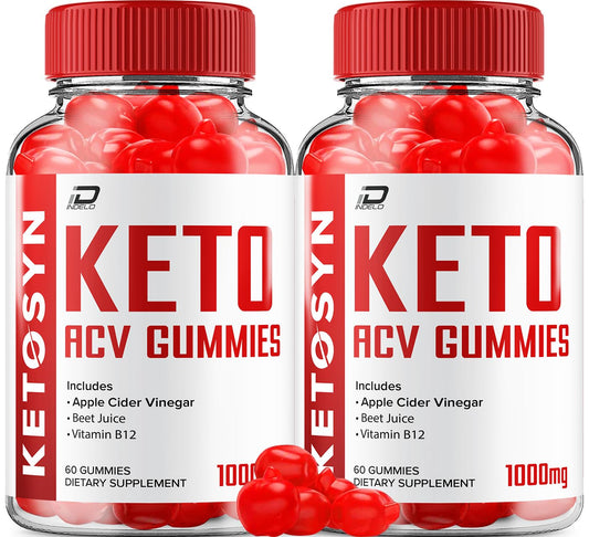 Indelo Ketosyn ACV Gummies Advanced Formula - Ketosyn Gummies Fast Acting Extra Strength Formula, Ketosyn + ACV Gummies Reviews, B12 (2 Pack - 120 Gummies)