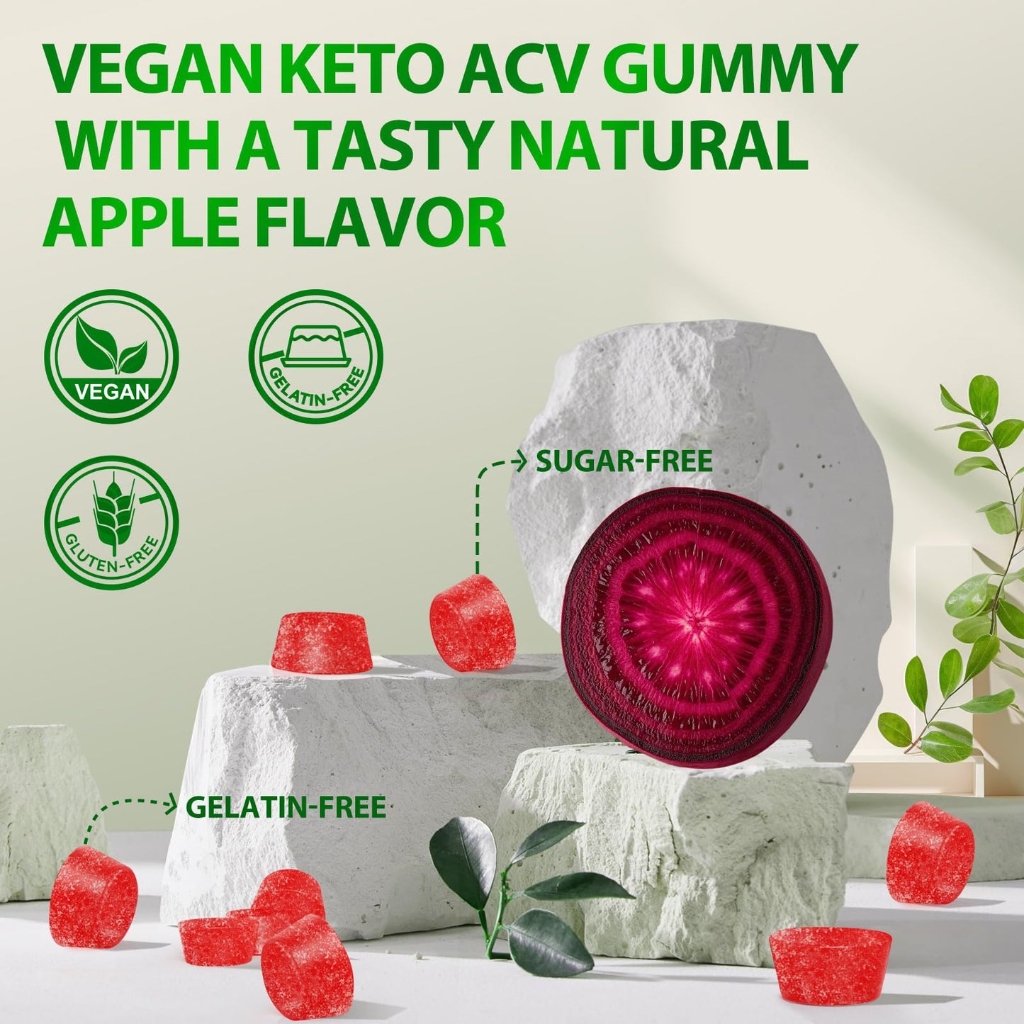 Fuquefit Keto ACV Gummies - 1500mg - Keto Gummies Advanced Formula - ACV with B6 & 12, Pomegranate & Beet Juice - Vegan - 60
