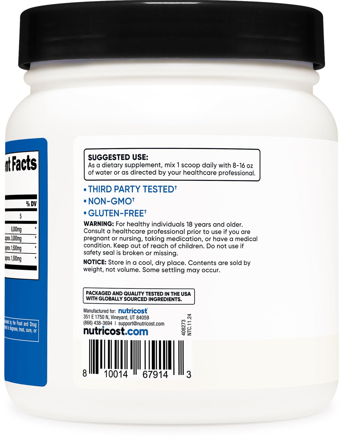 Nutricost BCAA Powder 2:1:1 (90 Servings, No Flavor Added) - Branched Chain Amino Acids