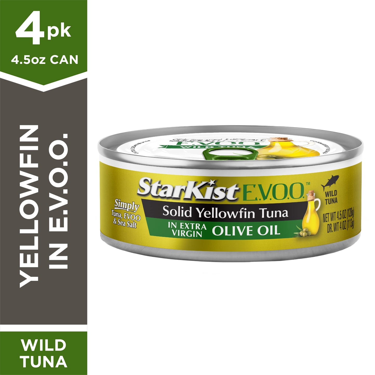 StarKist EVOO Solid Yellowfin Tuna in Extra Virgin Olive Oil  45 oz Can Pack of 4