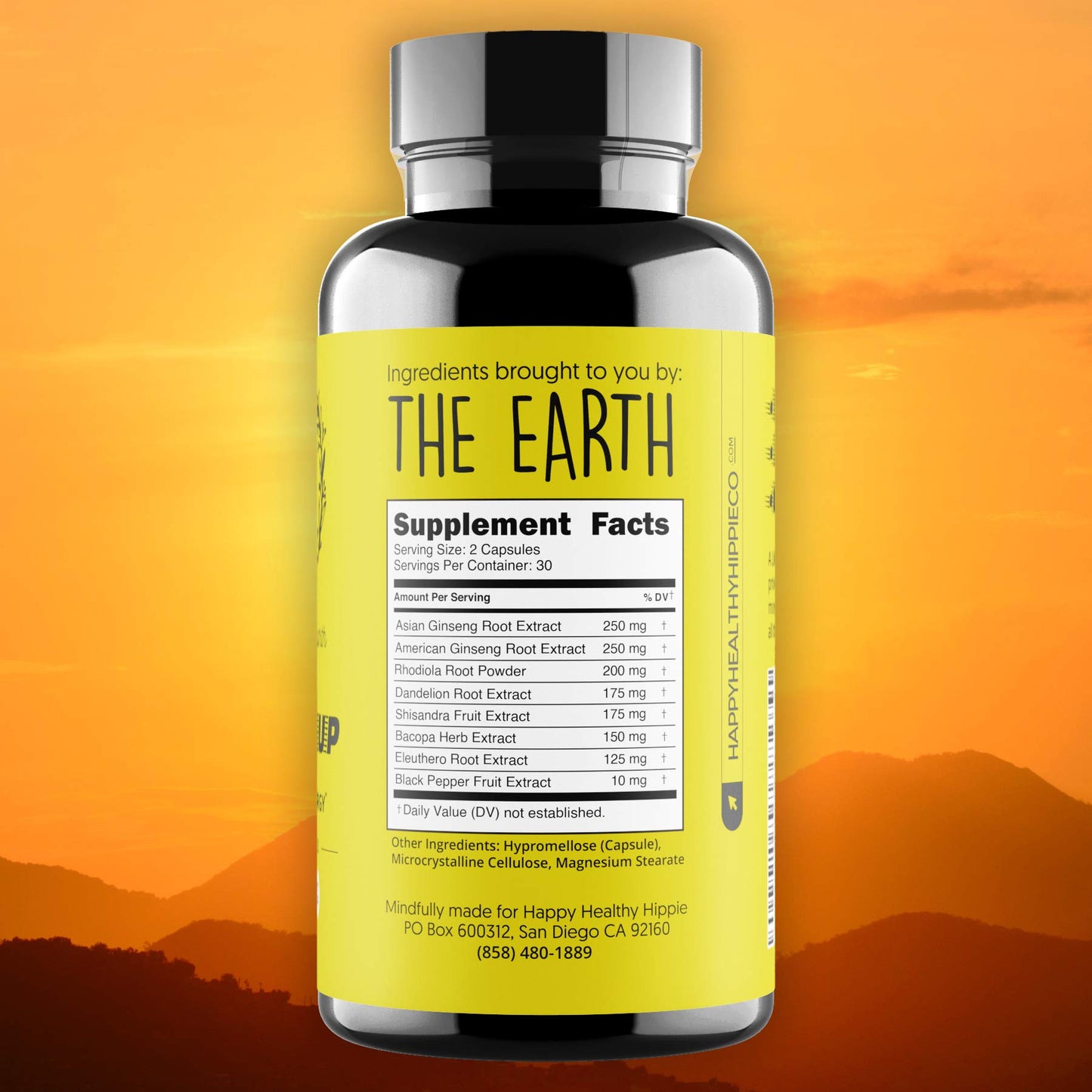 Natural Energy Pills - Caffeine Free - Metabolism, Mental Booster - with Rhodiola Rosea, Dandelion Root, Bacopa, Ginseng Extract - 7 Herbs & Absorption Enhancing Piperine - Vegan, Non-GMO, 60 Ct