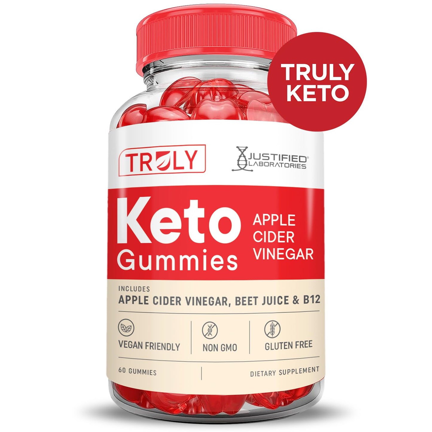 Truly Keto ACV Gummies Advanced Formula 1000MG Truly Keto Gummies Apple Cider Vinegar Formulated with Pomegranate Beet Juice Powder B12 Vegan Non GMO 60 Gummys