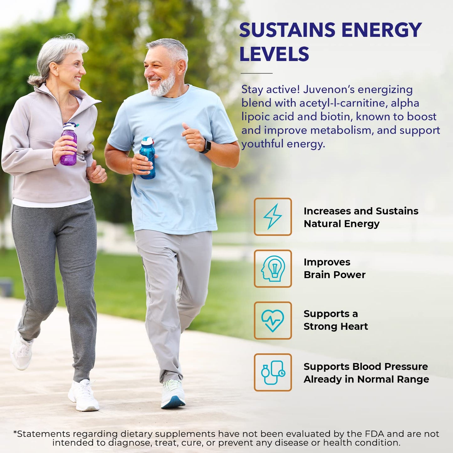 Juvenon Cellular Health | Heart, Brain Supplement with Acetyl L-Carnitine and Biotin - Supports NAD+ Function, Energy Production, Mood, Revitalized Metabolism, Mental Focus & Clarity (60 Tablets)