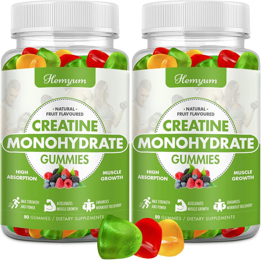 Creatine Monohydrate Gummies for Men & Women,160 Count Chewables Creatine for Women Enhanced Muscle Strength,Boost Focus and Endurance,Muscle Builder,L-Taurine + Vitamin B12,Vegan, Gluten-Free