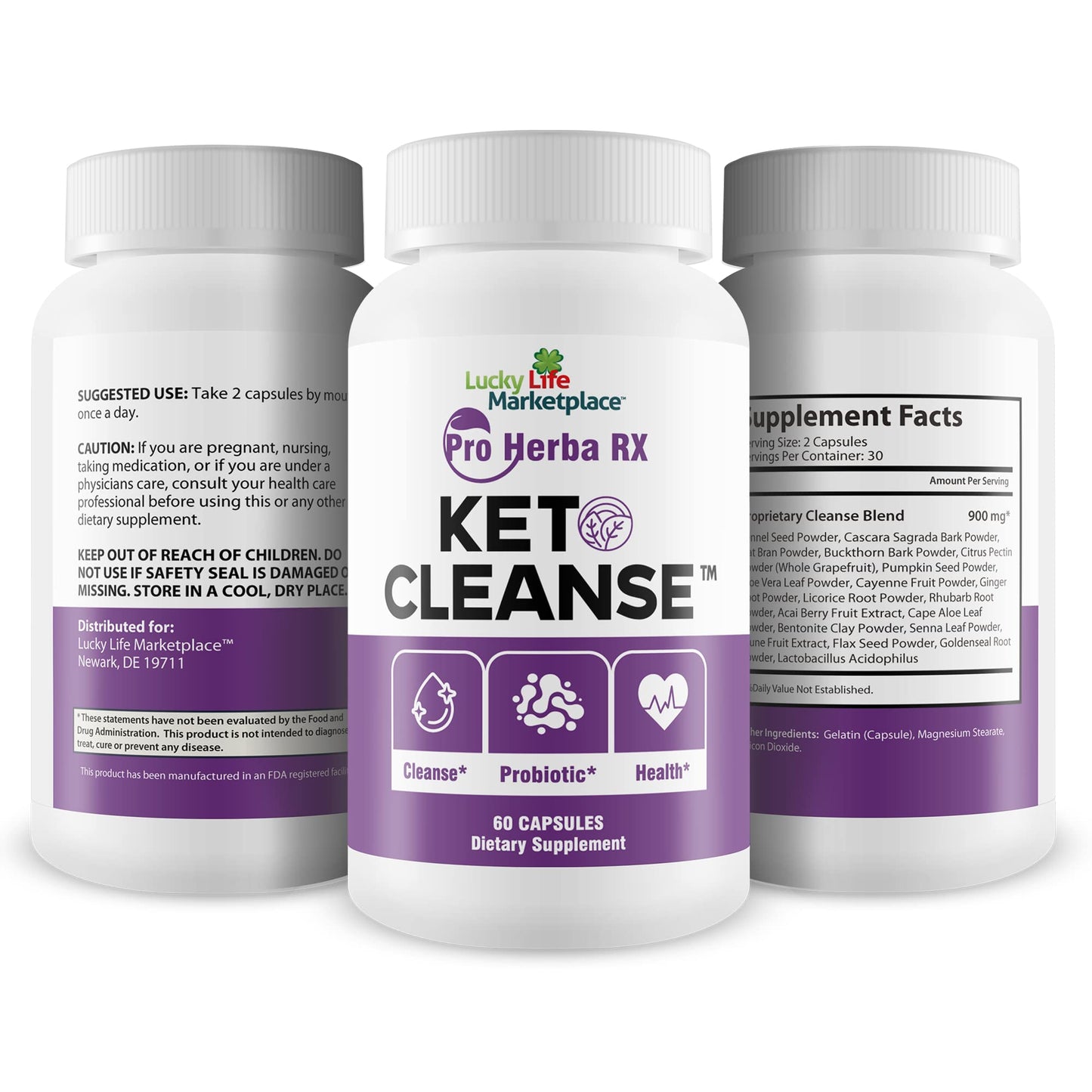 Pro Herba RX Keto Cleanse - Herbal Formula w/Probiotics - Keto Cleanse & Detox Naturally - Numerous Health Benefits - Help Cleanse Body of Toxins & Impurities - Support Energy, Digestion & Gut Health