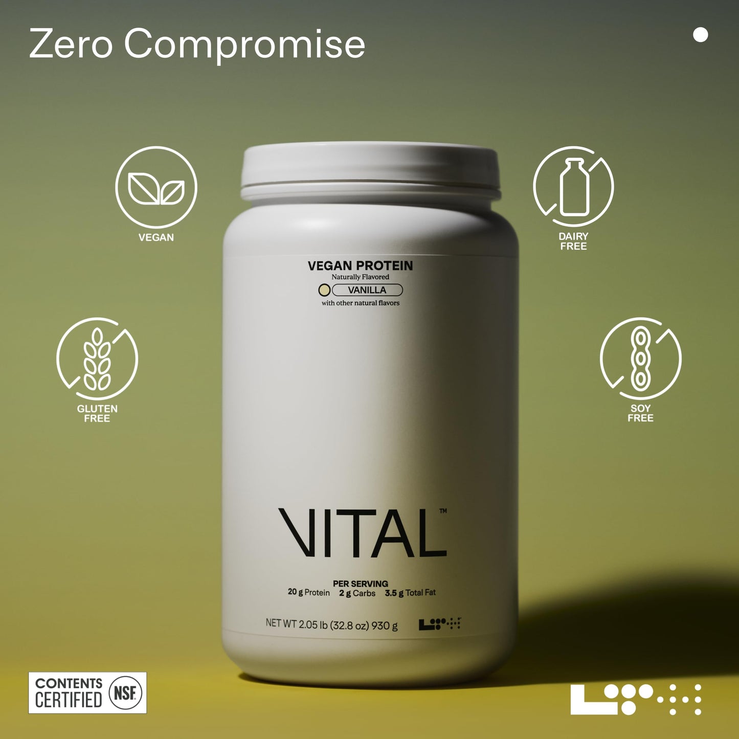 LTH Vital Vegan Protein - Plant-Based Protein Powder - Made from Pea Protein - Supports a Healthy Immune System - Dairy Free & Soy Free - Vanilla, 30 Servings