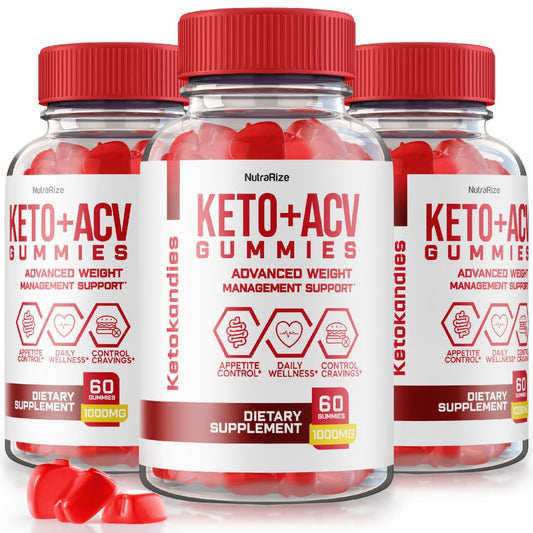 NutraRize (Pack of 3 KetoKandies Keto+ACV Gummies for Weight Loss, Maximum Strength Supplement, Keto Kandies Reviews (180 Gummies)