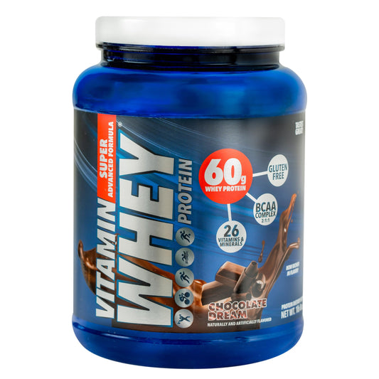 Vitamin Whey - Premium Whey Protein Powder, Chocolate Dream, 60g Protein, Gluten-Free, BCAA Complex, 26 Vitamins & Minerals