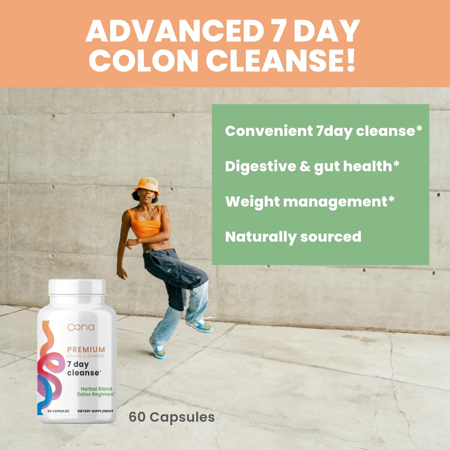 7 Day Advanced Colon Cleanse, Prebiotics & Natural Herbs, Supports Detox & Gut Flora for Women & Men, with Cascara Sagrada, Black Walnut Hulls & Black Cohosh, 30 Capsules 1-2 Daily | 7 Day Cleanse
