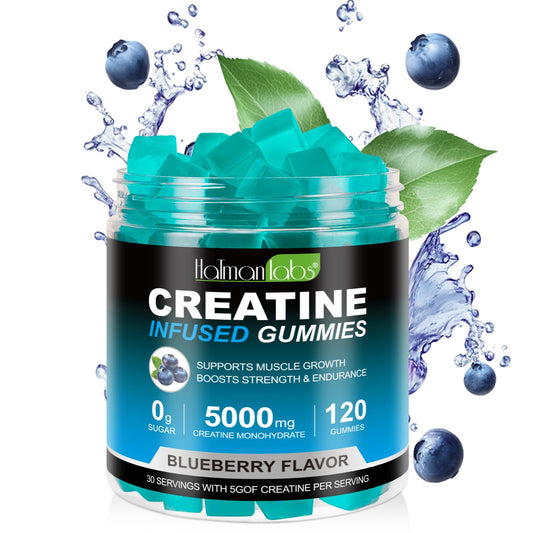 Creatine Monohydrate Gummies for Men & Women - 5g per Serving, Low Sugar Creatine Monohydrate Gummies - Increase Strength, Muscle Gain, Recovery, Endurance - Vegan, Gluten-Free,Blueberry (120 Count)