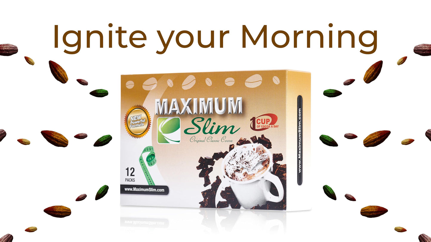 Maximum Slim Premium Instant Cocoa - Creamy, Delicious 4-in-1 Formula with Natural Herbal Extracts for Energy & Vitality, Maximum Satisfaction & Taste. No Side Effects (Laxative-Free) -USA Made, 30 Ct