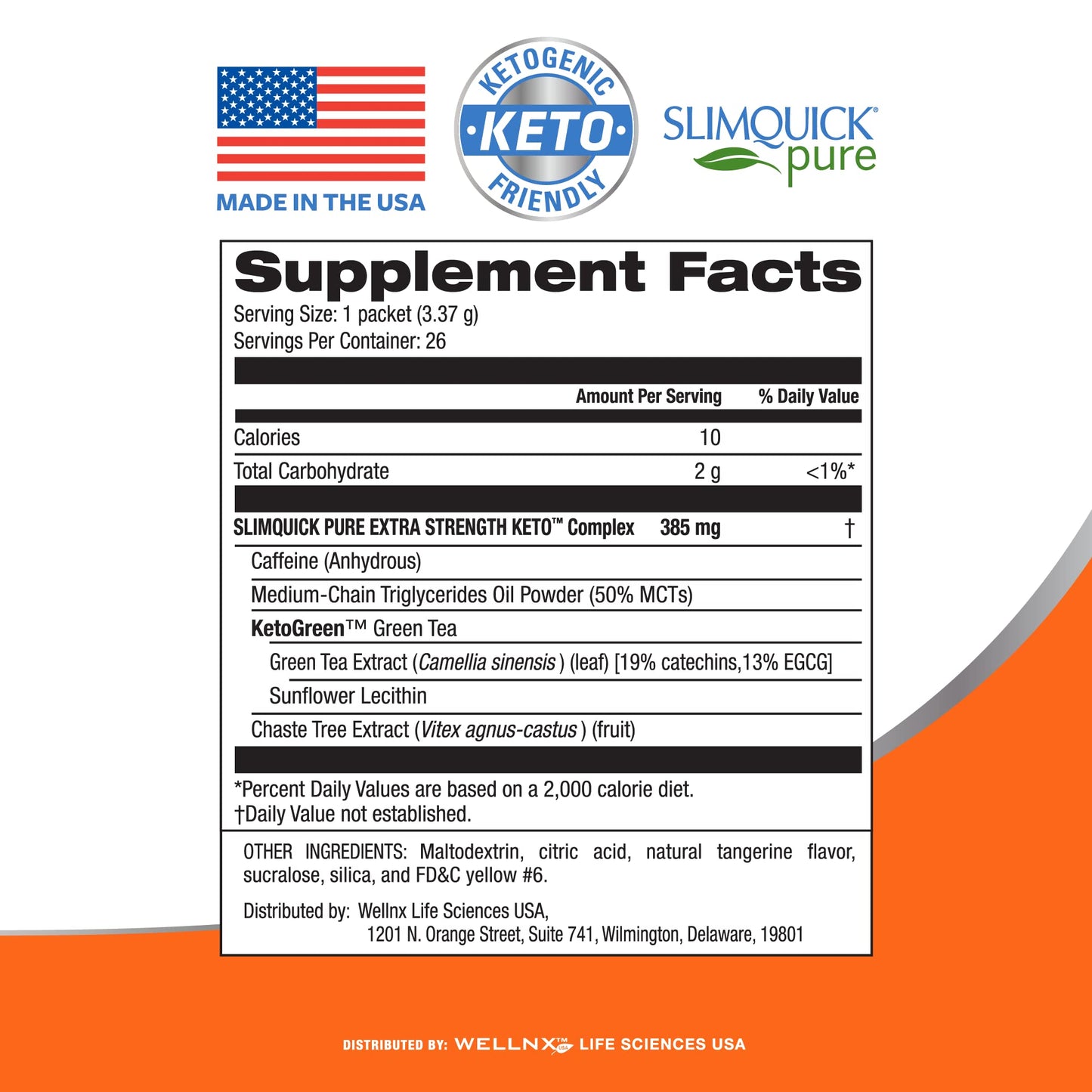 SlimQuick Extra Strength Weight Management Drink Mix for Women, Tangerine - Helps Metabolism, Keeps Full for Longer with Green Tea, Caffine, Chaste Tree, Rhodiola Extract - 26 Count