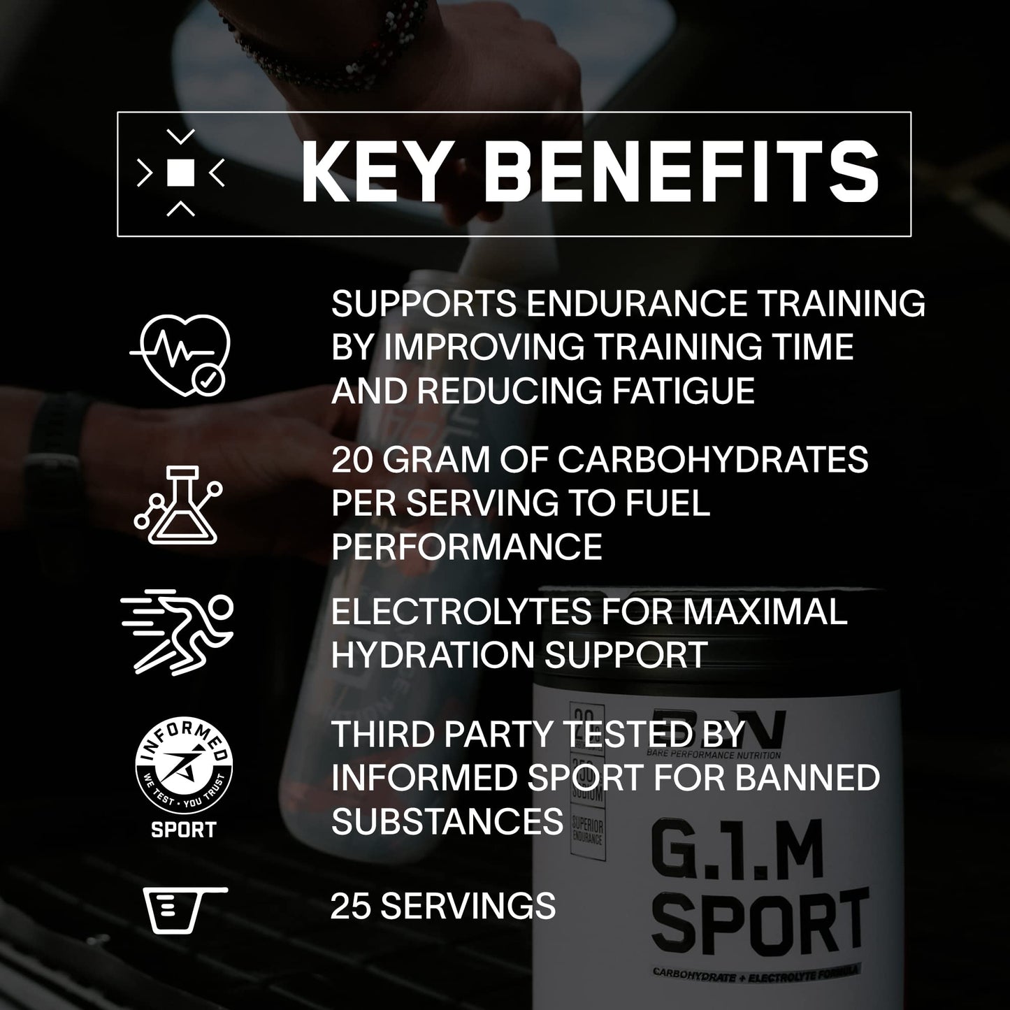 BARE PERFORMANCE NUTRITION, BPN G.1.M Go One More Sport, Endurance Training Fuel, Superior Carbohydrate & Electrolytes Powder Formula, Reduce Fatigue, Fruit Punch, 25 Servings