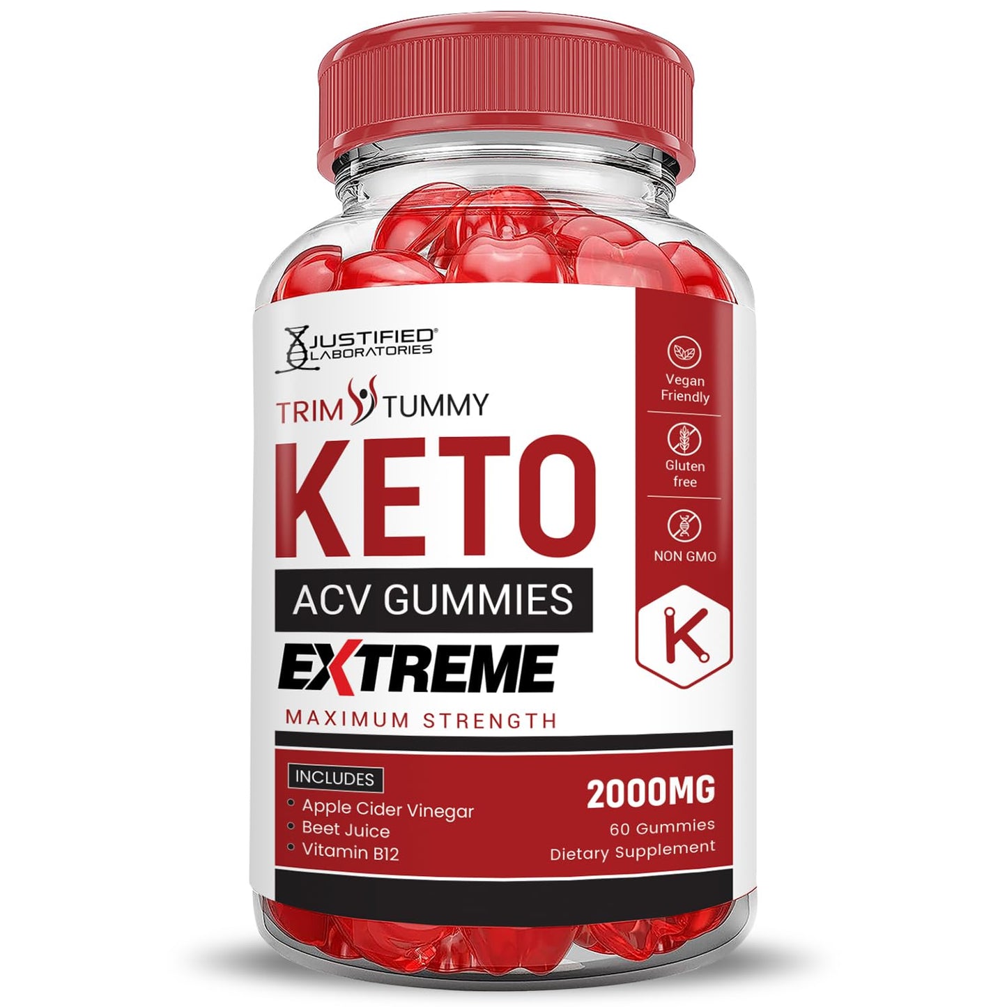 (5 Pack) Trim Tummy Keto ACV Gummies Extreme 2000MG Trim Tummy Keto Gummies Apple Cider Vinegar Formulated with Pomegranate Beet Juice Powder B12 Vegan Non GMO 300 Gummys