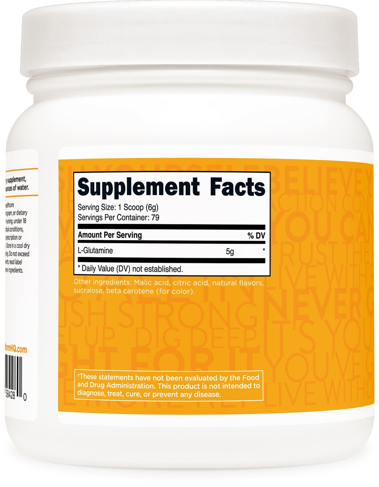 TransformHQ L-Glutamine Powder 500g (Tropical Whip) - Gluten Free, Non-GMO
