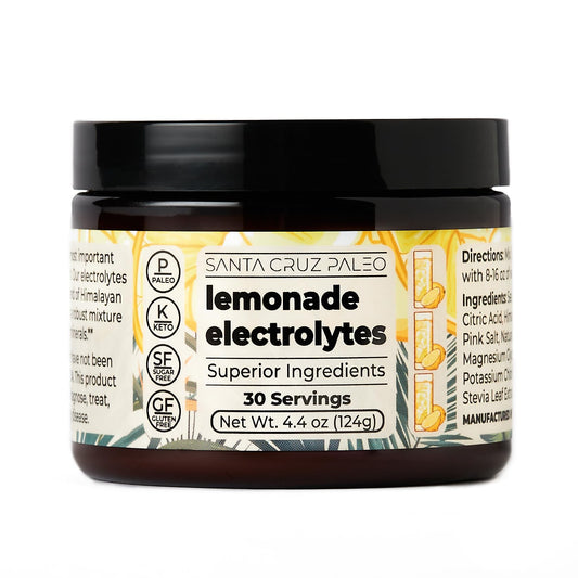 Santa Cruz Paleo Electrolyte Powder Lemonade with Himalayan & Sea Salt, Magnesium, Potassium, Sugar-Free, 30 Servings