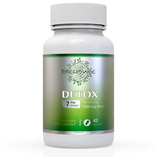 Epic Organicum 7 Day Detox Cleanse | Ultimate Strenght Colon Cleanse & Liver Detox | Promotes Healthy Gut Support | Detox Cleanse for Men & Women | Made in The USA | 42 Capsules