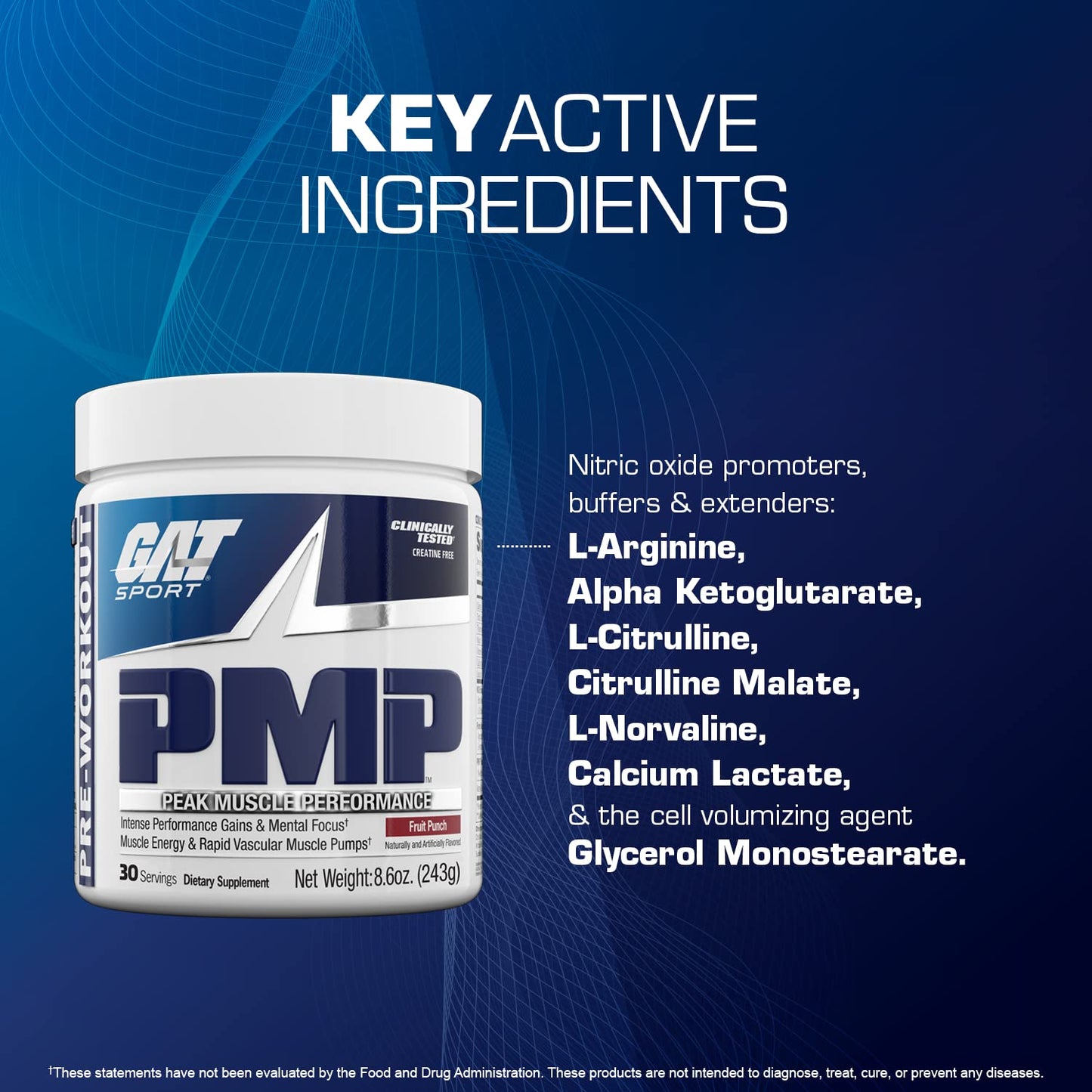 GAT SPORT PMP (Peak Muscle Performance), Pre-Workout, 30 Servings (Fruit Punch)