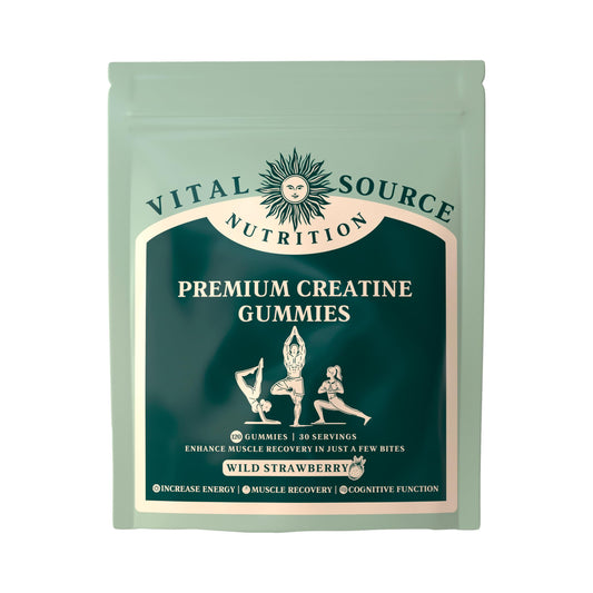 Vital Source Nutrition - Premium Creatine Gummies - Muscle Growth, Recovery & Energy Support - 5g Creatine Monohydrate - Vegan, Gluten-Free & Halal - Wild Strawberry - 120 Gummies - 30 Servings