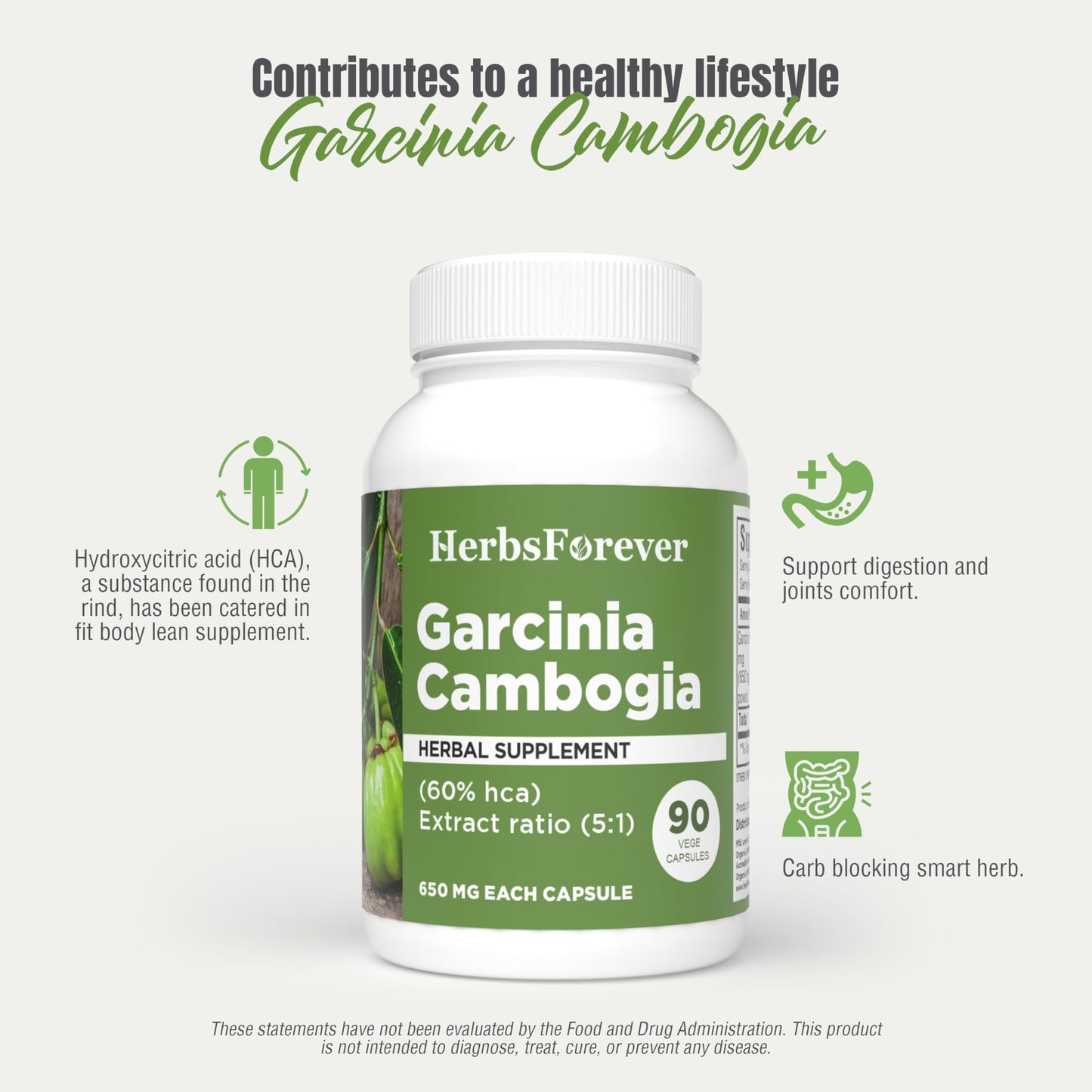 Herbsforever Garcinia Cambogia Health Supplement 90 Vege Capsules