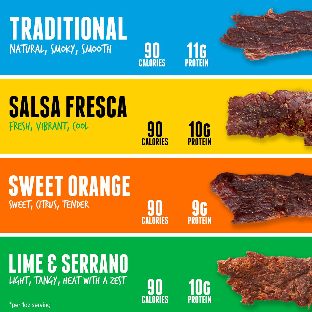 Baja Beef Jerky Snack Pack  Jerky Variety Pack Beef Jerky Gifts for Men Beef Jerky Sampler Craft Jerky Beef Jerky Assortment Gluten Free Jerky High Protein Jerky  25 Oz Bags Pack of 4