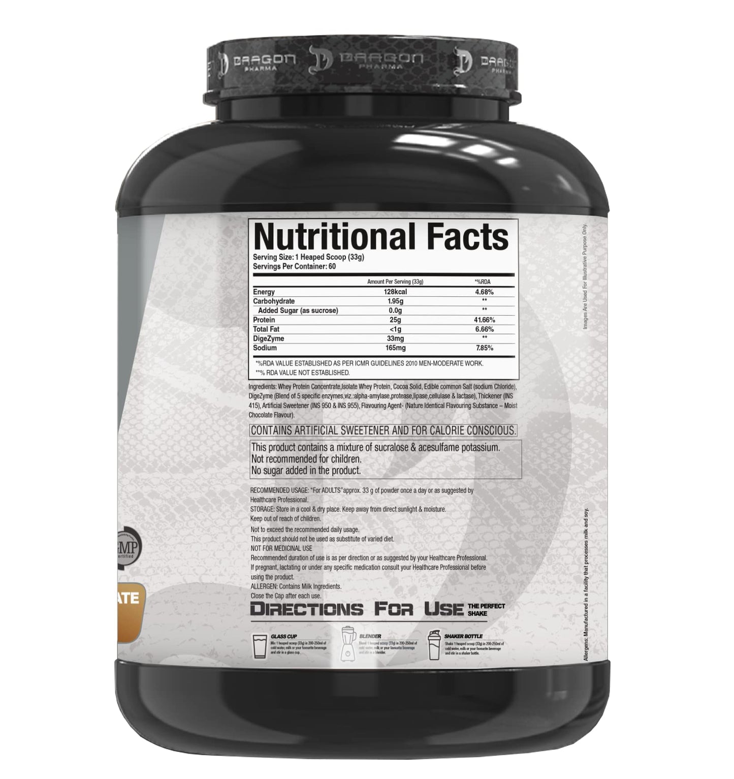 DRAGON PHARMA Whey Protein Blend, Fast Absorption, Gluten Free, 100% Whey Protein, WheyPhorm, Maximize Recovery, Great Tasting, 25 Grams of Protein (65 Servings, Double Chocolate Brownie)