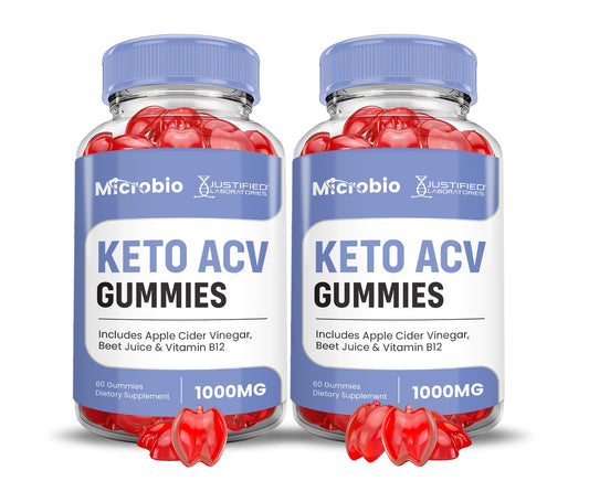 (2 Pack) Microbio Keto ACV Gummies Advanced Formula 1000MG Micro Bio Keto Gummies Apple Cider Vinegar Formulated with Pomegranate Beet Juice Powder B12 Vegan Non GMO120 Gummys