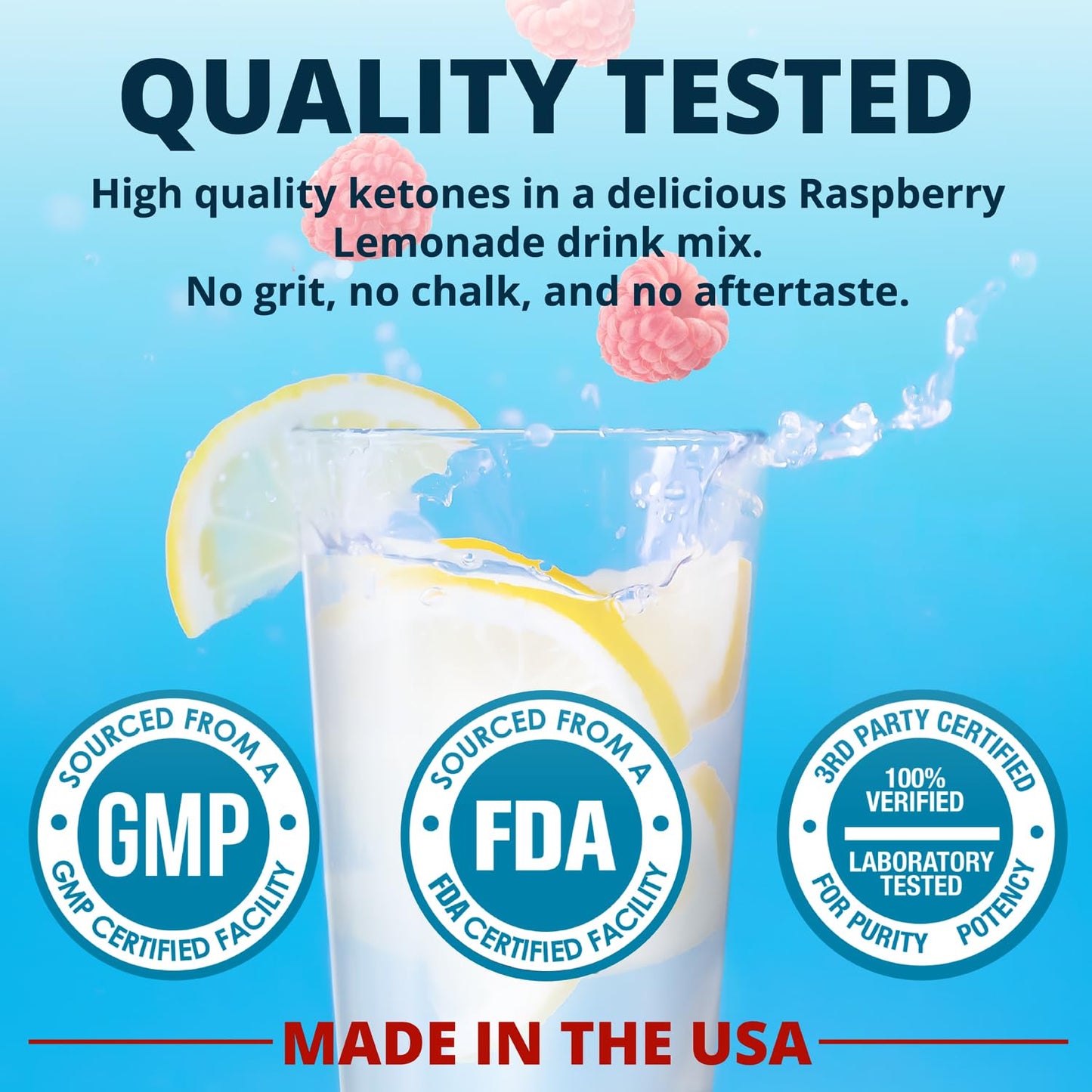 Dr. Boz - Keto BHB Powder - Raspberry Lemonade, 20 Servings - Ketones Drink - Increase Energy & Reduce Cravings - Max Strength Dietary Supplement - Quality Tested - Made in The USA - 9.6oz (272g)