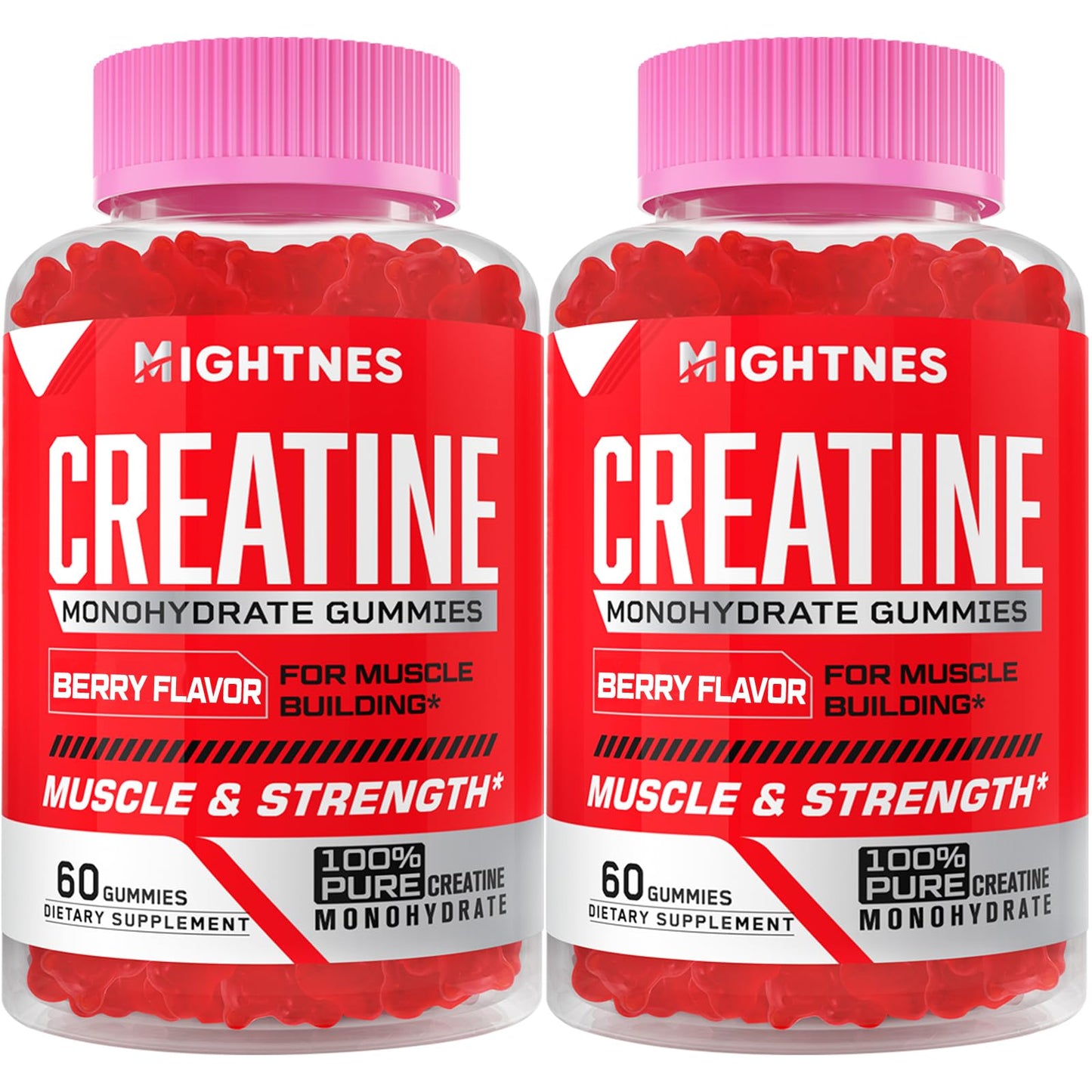 Creatine Monohydrate Gummies for Men & Women - Creatine Pre-Workout Gummies with Taurine & Vitamin B6 B12 for Maximum Strength, Muscle, Energy, Endurance & Focus, Organic, Vegan - 120 Count