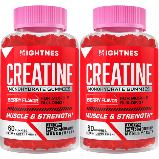 Creatine Monohydrate Gummies for Men & Women - Creatine Pre-Workout Gummies with Taurine & Vitamin B6 B12 for Maximum Strength, Muscle, Energy, Endurance & Focus, Organic, Vegan - 120 Count