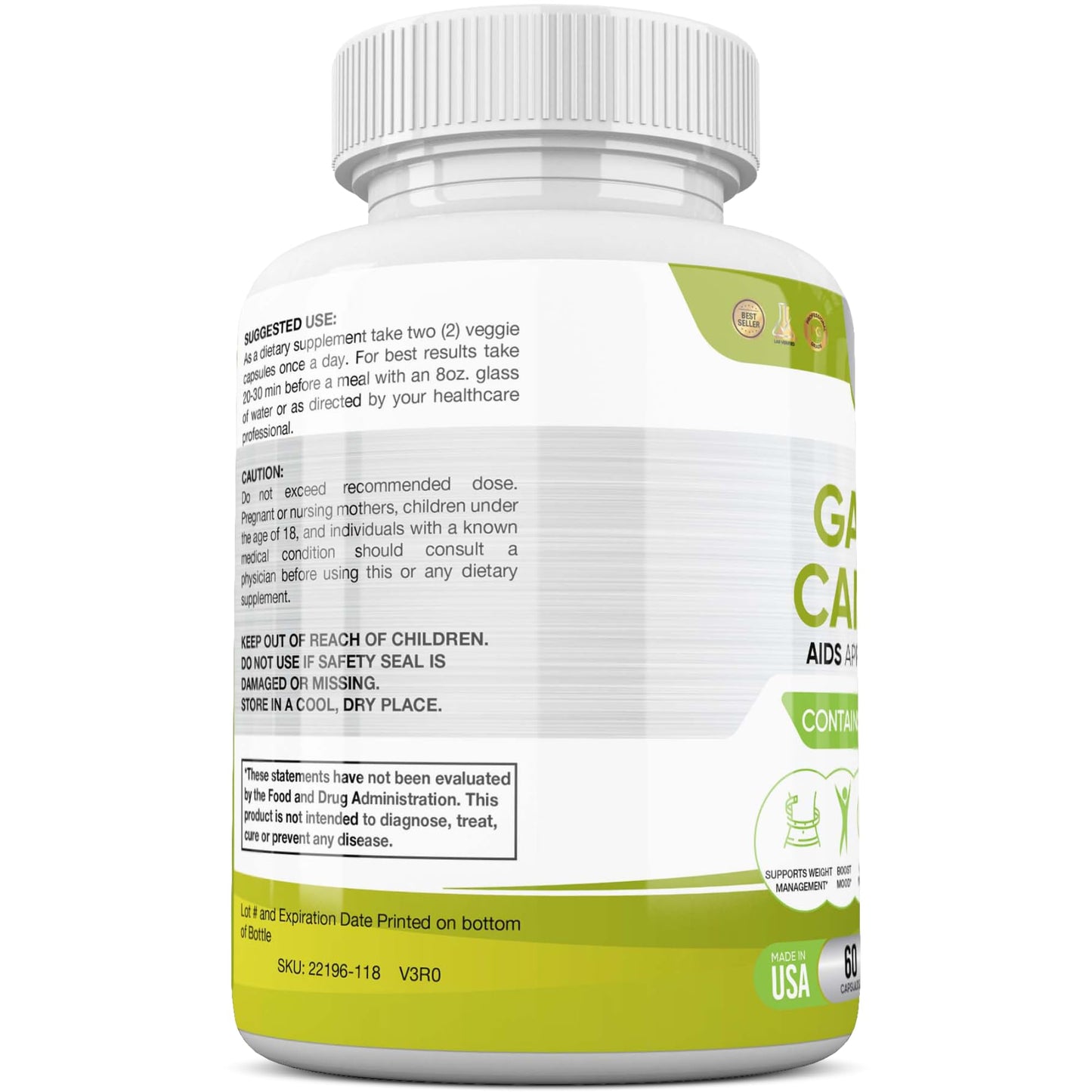 Slim Heat 100% Pure Garcinia Cambogia Extract with 95% HCA - Manage Food Cravings - Best Carb Blocker for Women & Men - Max Strength Garcinia Cambogia Raw Diet Pills Made in USA - 60 Veggie Capsules