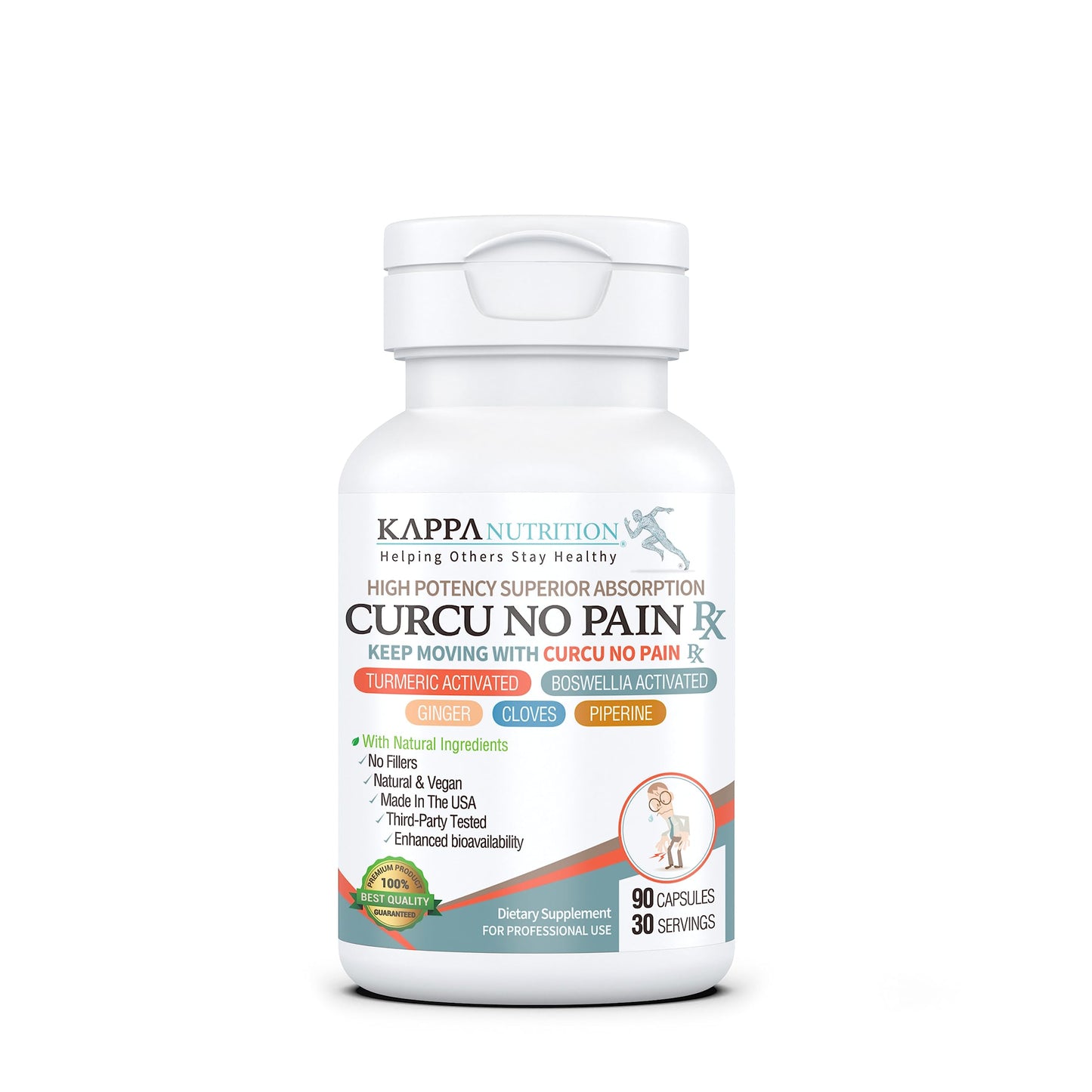 KAPPA NUTRITION Curcu No Pain Rx (90 Capsules) Supports Joints, Muscles.