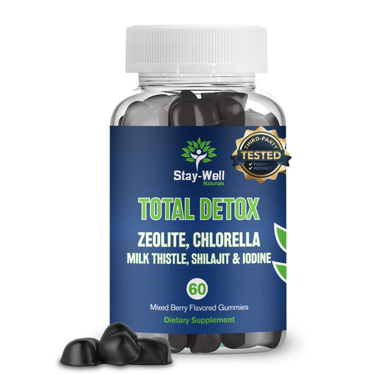 Total Detox, Heavy Metal Detox for Adults- Zeolite, Chlorella, Milk Thistle, Shilajit & Iodine, Toxin Cleanse, Pineal Decalcification, Fluoride Cleanse, Heavy Metal Cleanse, 60 Mixed Berry Gummies