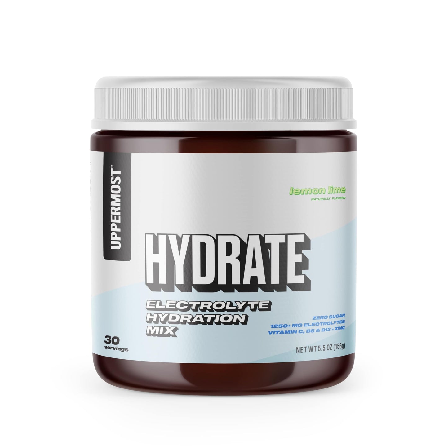 UPPERMOST Hydrate Hydration Keto Electrolytes Powder No Sugar Drink Mix - Naturally flavored & sweetened - with Vitamin C, B6, B12 & Zinc - 30 Servings (Lemon Lime)