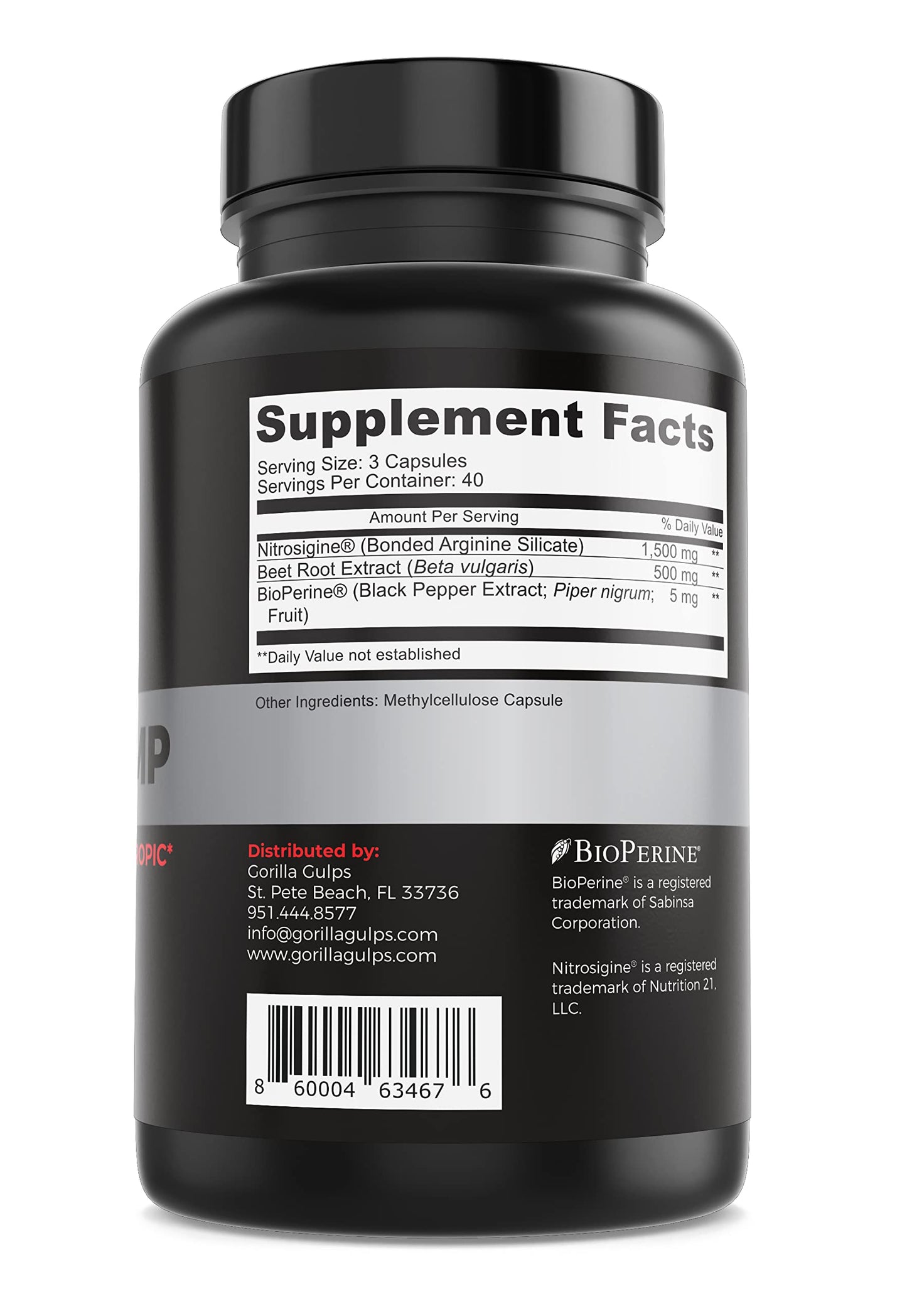 Gorilla Gulps - Primal Pump Nitric Oxide Supplement Nootropic 1500mg Nitrosigine L Arginine & Beet Root for Muscle Growth, Pumps, Blood Flow, Energy & Focus - Max Strength Pre Workout N.O. Booster