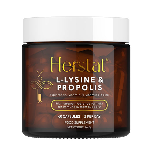Herstat L-Lysine & Propolis Supplements High Potency L Lysine Immune Support Formula with 5:1 Propolis Extract, Quercetin, VIT C, VIT E and Zinc
