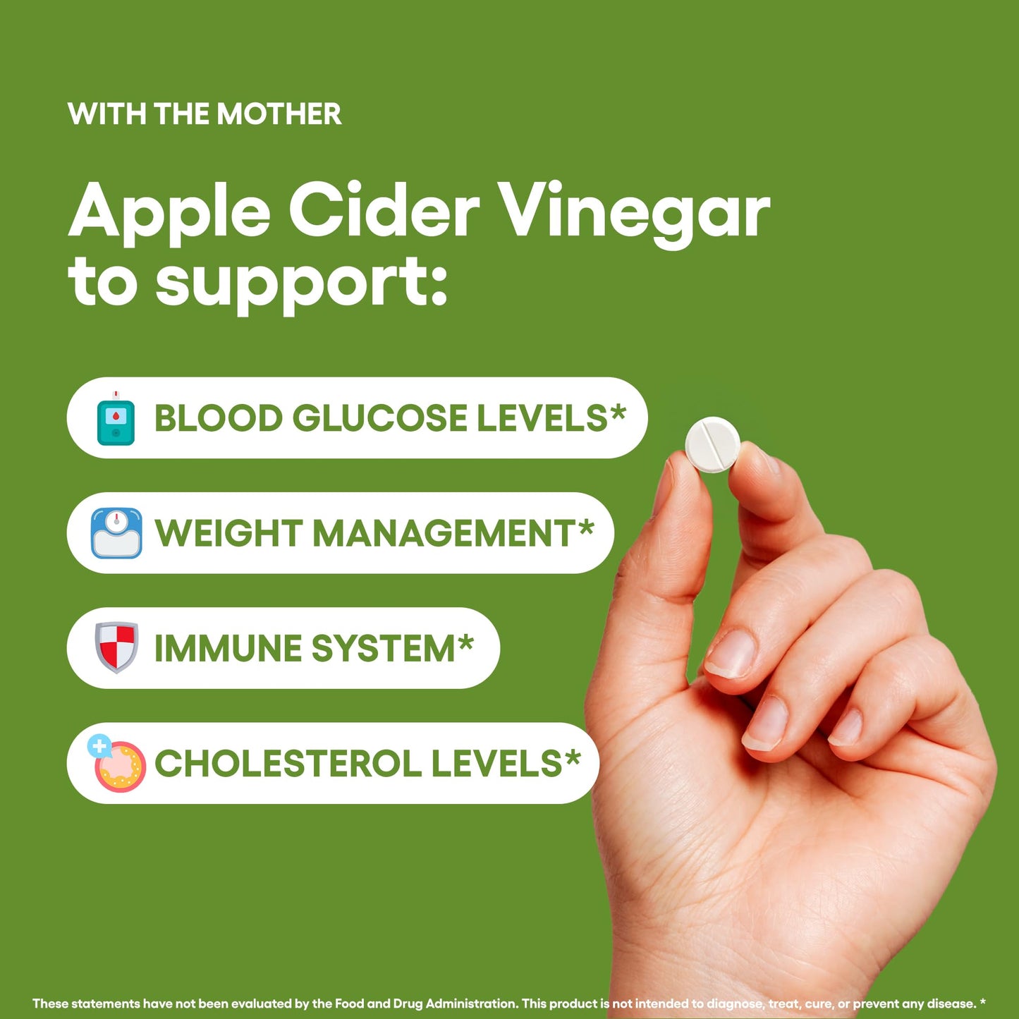 Apple Cider Vinegar Supplement 240 Tablets Made with The Mother Non-GMO Vegan Friendly Gluten Free Made in The USA (240)