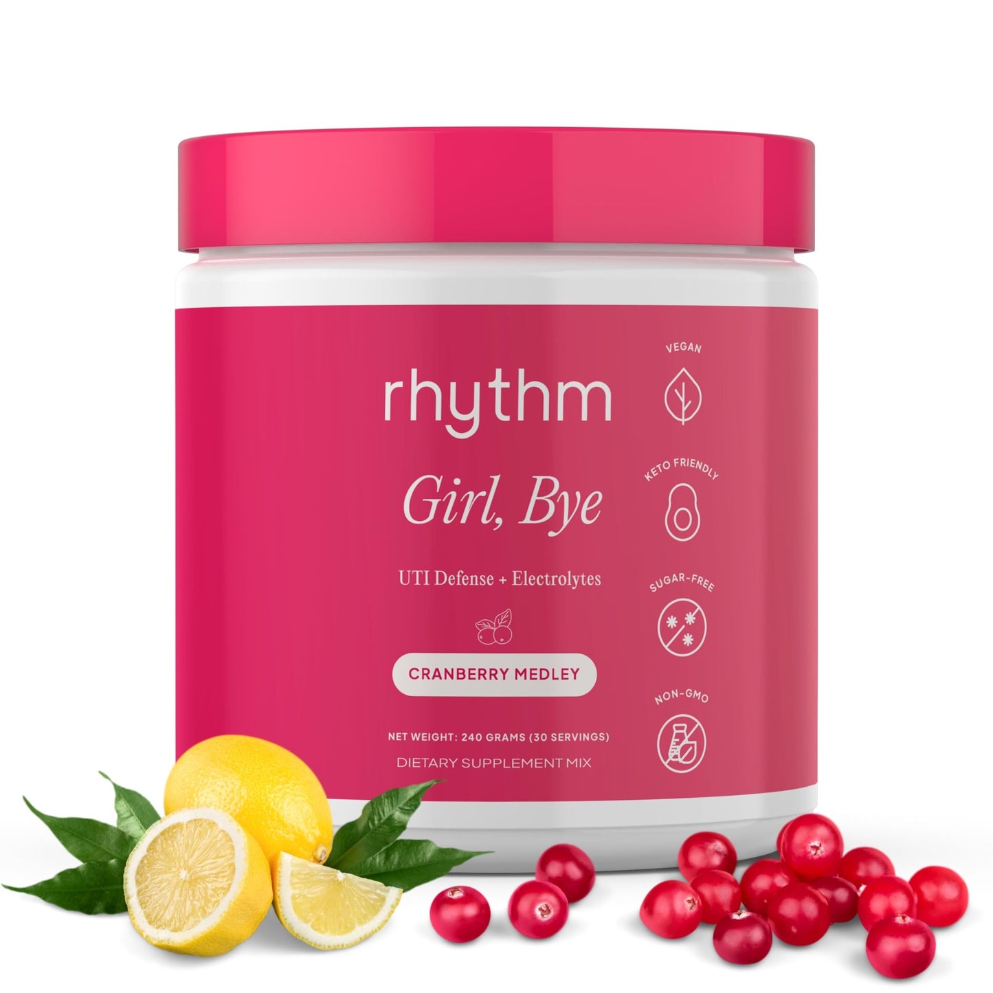 rhythm Girl, Bye | 30 Servings | Fast-Acting Keto UTI Relief & Defense + Rapid Hydration Urinary Tract Health Drink Mix | pH Balancing | Workout & Intimacy | Intermittent Fasting (Cranberry Medley)
