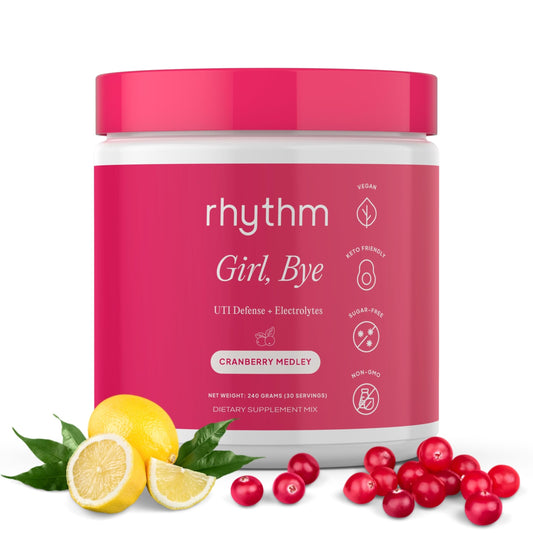 rhythm Girl, Bye | 30 Servings | Fast-Acting Keto UTI Relief & Defense + Rapid Hydration Urinary Tract Health Drink Mix | pH Balancing | Workout & Intimacy | Intermittent Fasting (Cranberry Medley)
