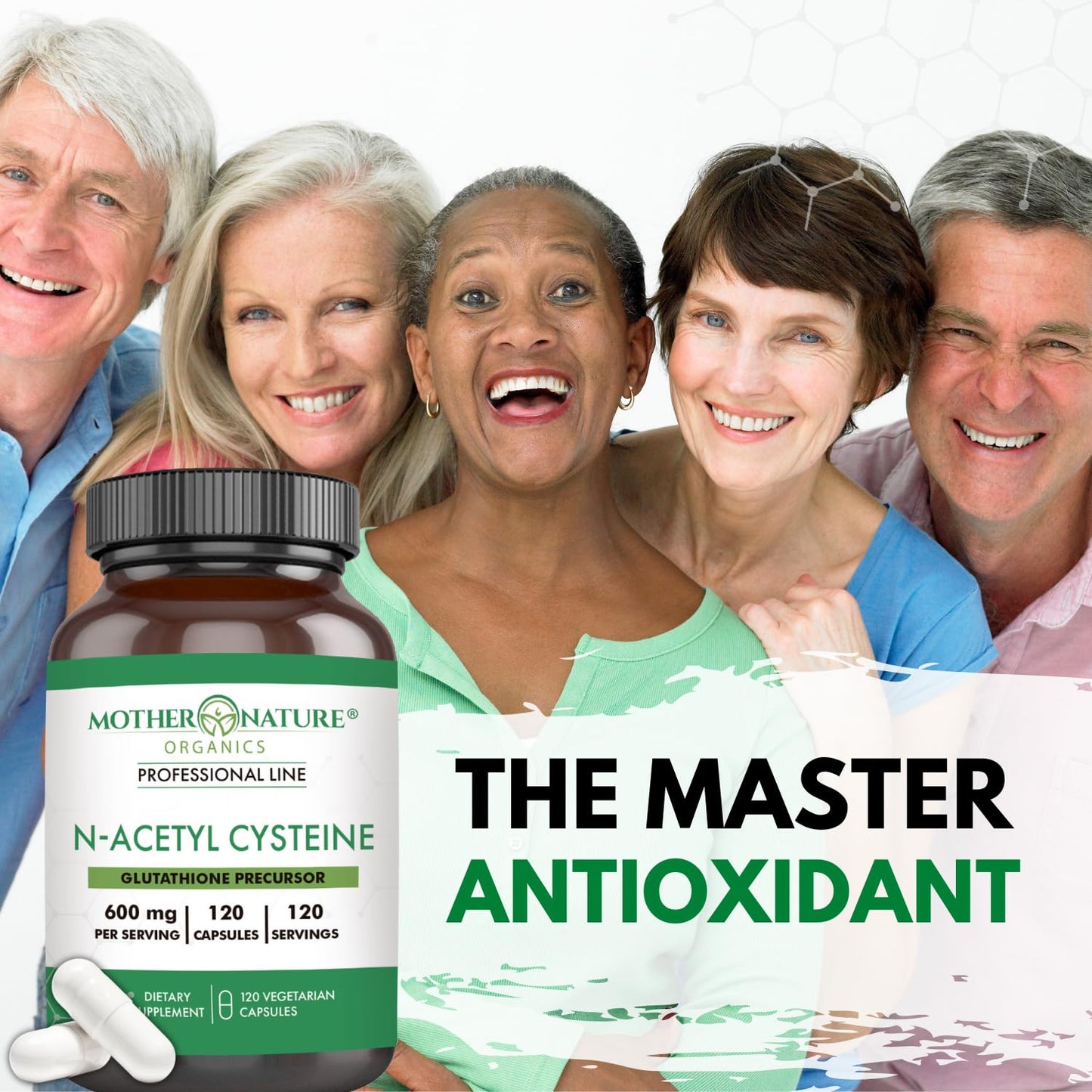 Mother Nature Organics NAC 600mg - N-Acetyl Cysteine Supplement for Glutathione Production, Liver & Lung Support, Immune & Respiratory Health, Antioxidant Detox for Heart & Brain Function - 120 Counts